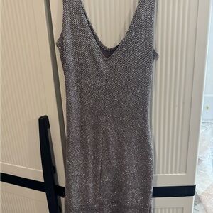 Jump Silver Sheath V-Neck Cocktail Dress